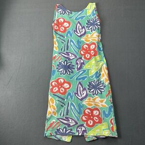 Vintage Espirit Tank Dress Women L Large Floral Sleeveless Summer Cotton Midi